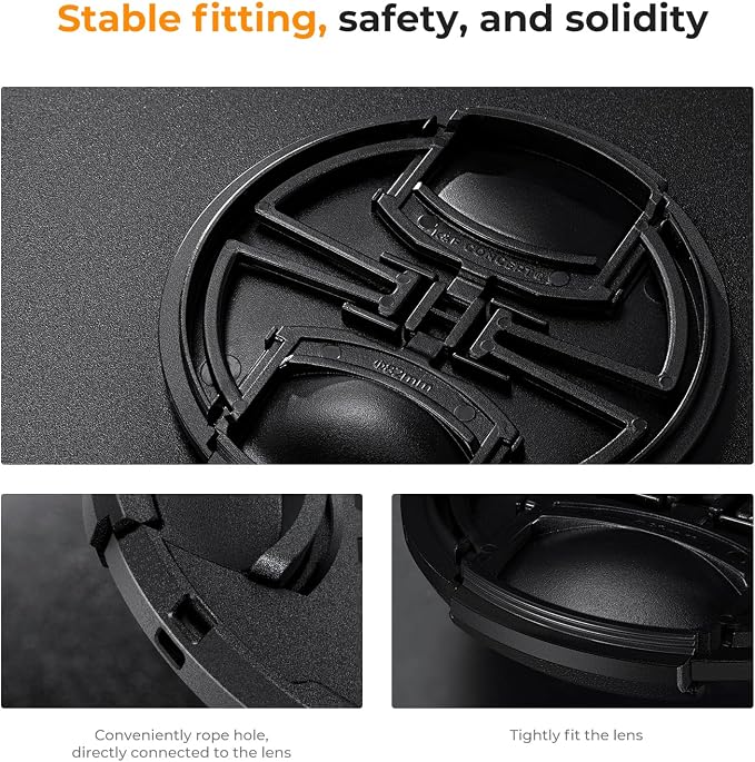 K&F Concept 62mm Lens Cap, 9-in-1 Center Pinch Lens Cover + Anti-Loss Keeper - Image 5