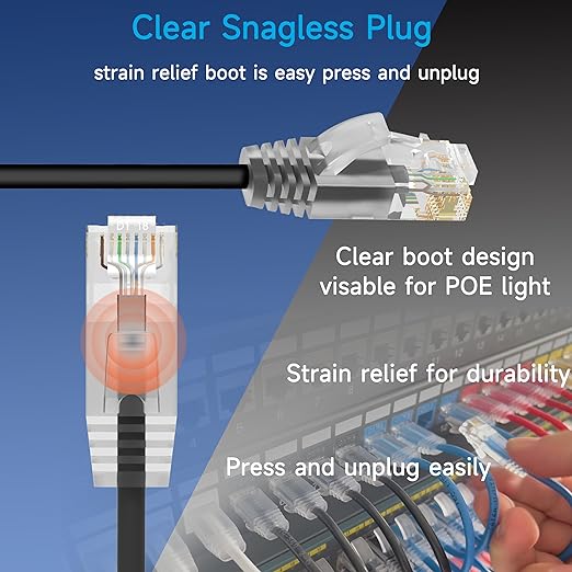 Cat6a Slim Ethernet Patch Cable 0.5 ft, Cat6a Patch Cable - Image 4