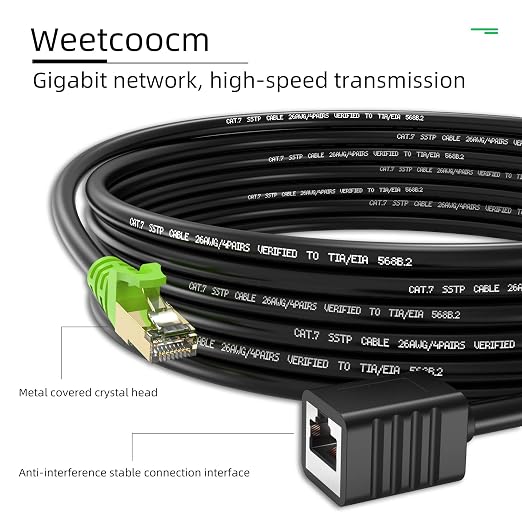 Ethernet Extension Cable 100ft, Network Cat6a Extension Patch Cable RJ45 Cords - Image 2