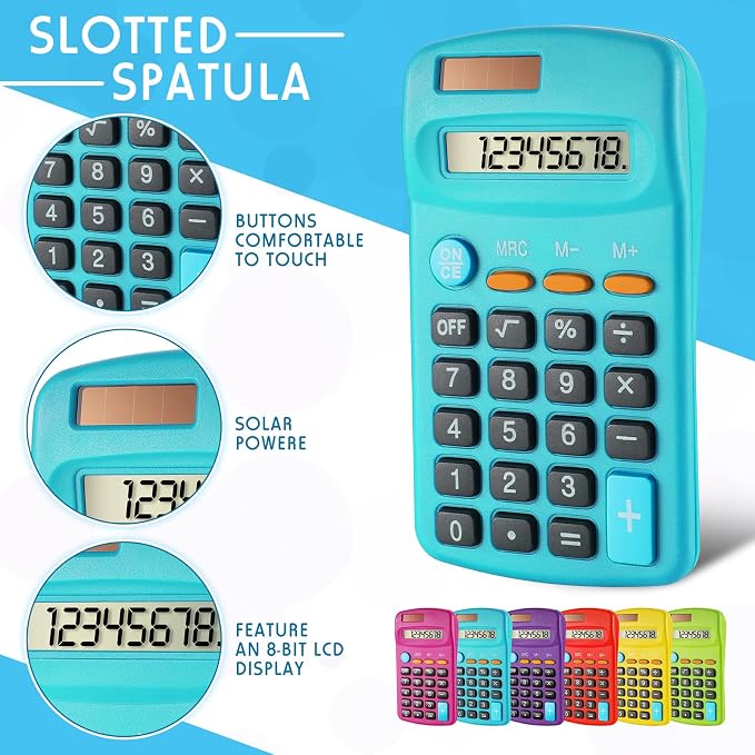 Weewooday 18 Pieces Small Basic Calculator Bulk 8 Digit Solar Battery Dual - Image 3