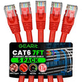 GEARit Cat 6 Ethernet Patch Cable 7 ft Red Cat6 Patch Cables 7ft Red/Ethernet by GEARit