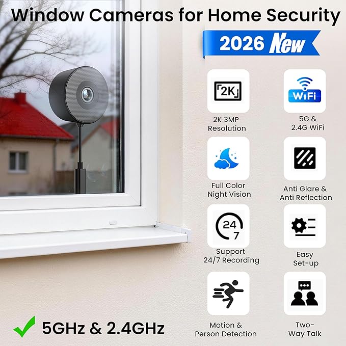 2K 3MP Window Camera, 5GHz & 2.4GHz WiFi Dome Cameras - Image 2