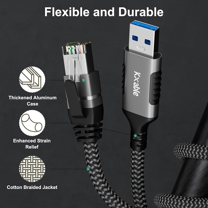 USB to Ethernet Cable 40 FT, 3.0 A Male to RJ45 Male Cord, Directly Connected - Image 4