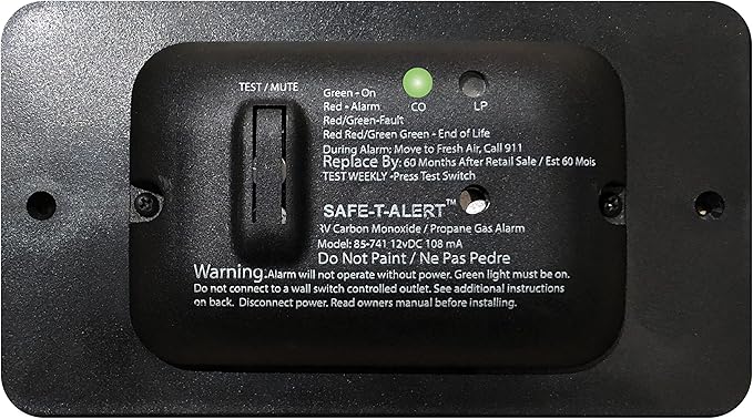Safe-T-Alert 85 Series Carbon Monoxide Propane Gas Alarm - 12V - Black by SafeTAlert