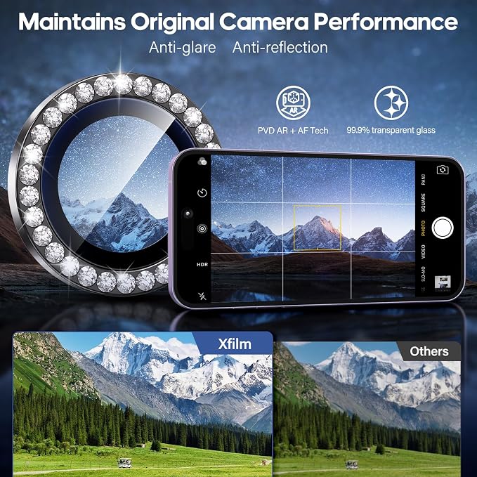 for iPhone 17 Camera Lens Protector Bling, Individual Diamond Metal Ring - Image 4