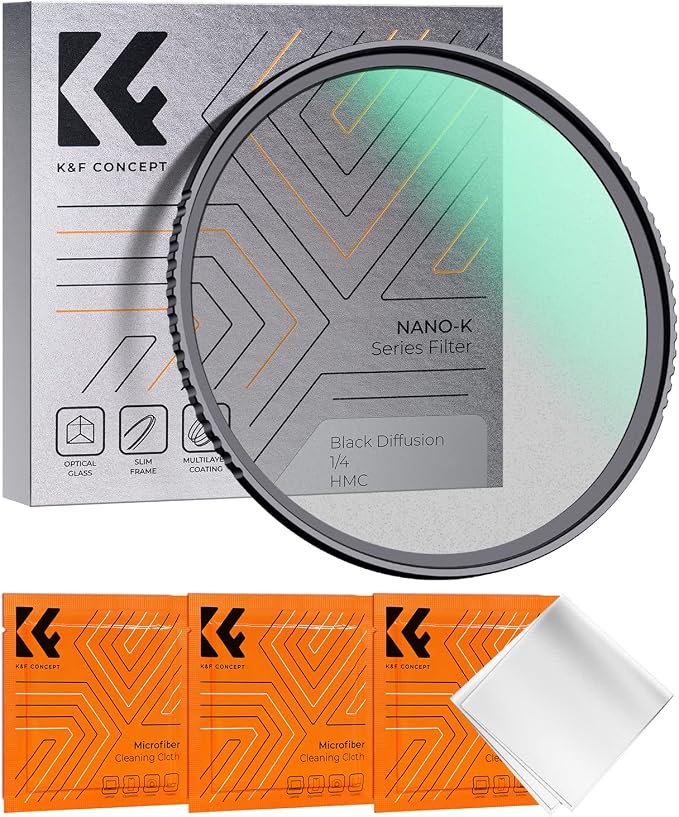 K&F CONCEPT 49mm Black Diffusion 1/4 Filter Mist Cinematic Effect Filter by KFCONCEPT