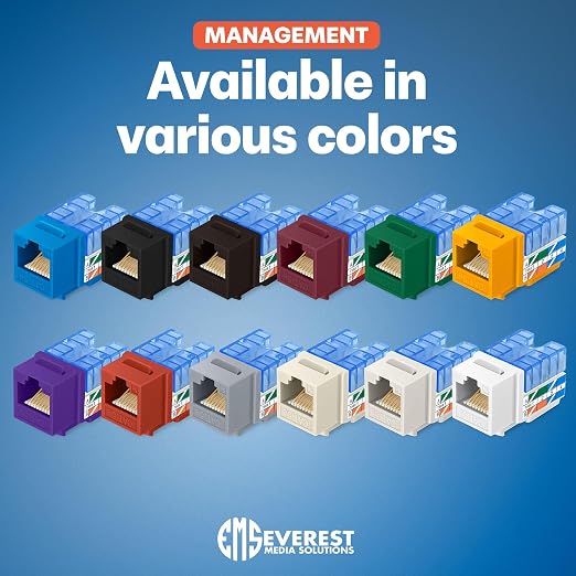 Everest 90° Angled RJ45 Cat5e Keystone Jacks 20-Pack in Black - Image 7