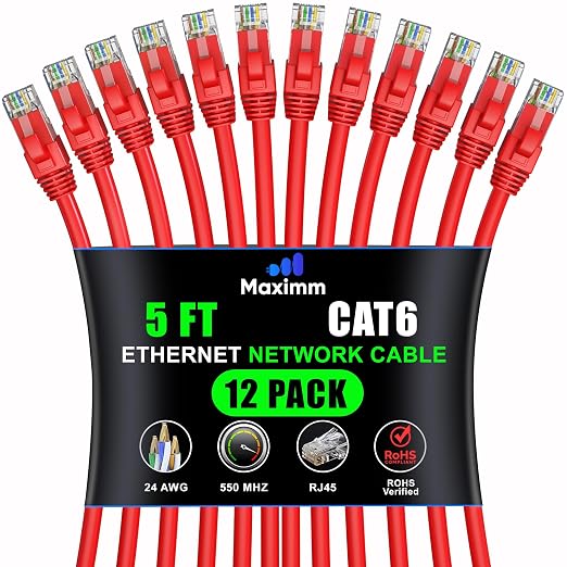 Maximm Cat 6 Ethernet Cable - 5 ft - High-Speed LAN by MaximmCable