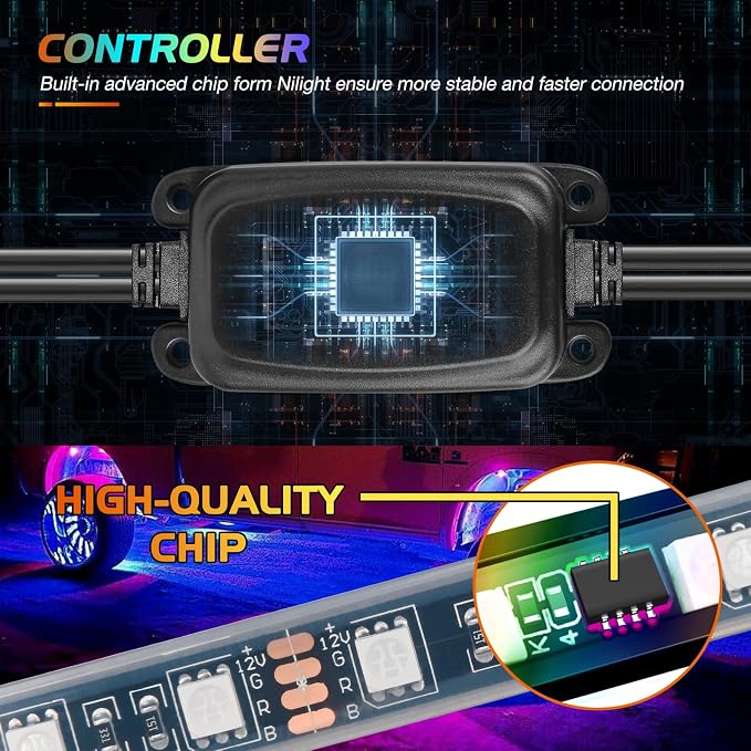 Nilight 4PCS 15.5inch Double Row LED Wheel Ring Lights RGB - Image 2