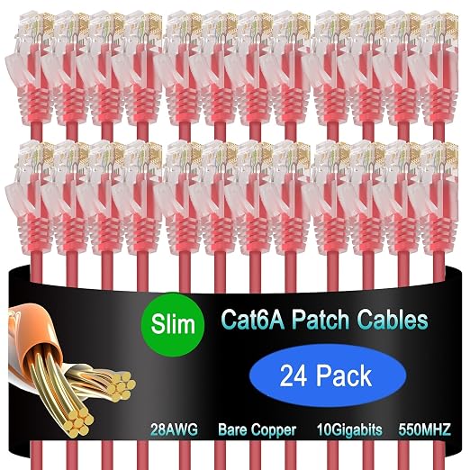 Cat6a Slim Ethernet Patch Cable 5 ft, Cat6a Patch Cable by Lysymixs