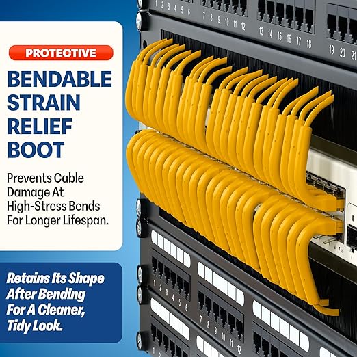 Everest Ultra Slim Cat6a Ethernet Patch Cables 15ft Yellow - Image 3