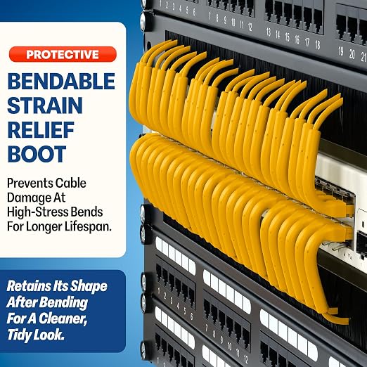 Everest Ultra Slim Cat6a Ethernet Patch Cables 3ft Yellow - Image 3