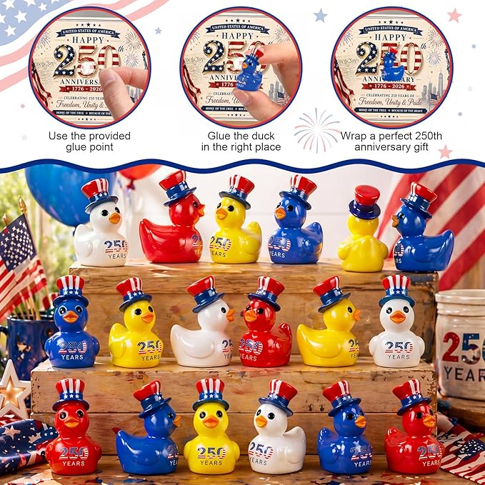 Skylety 100 Pcs Patriotic Mini Ducks 4th of July Independence Day Party Decor - Image 3