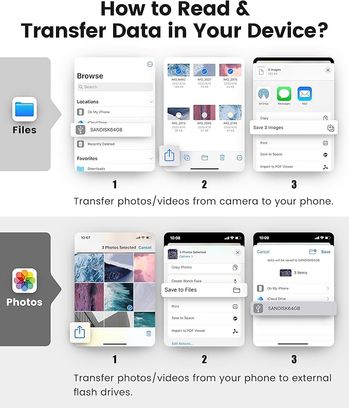 AkHolz SD Card Reader for iPhone iPad Built-in Lightening & USB-C Dual - Image 7