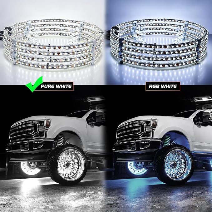 Nilight 4PCS 17inch Double Row LED Wheel Ring Lights Pure White - Image 6