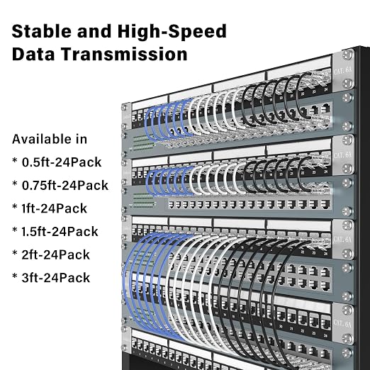 Jadaol UL Listed Patch Cables Cat 6a / Cat 6 0.5 ft 24-Pack, 10Gbps 550MHz Slim - Image 8