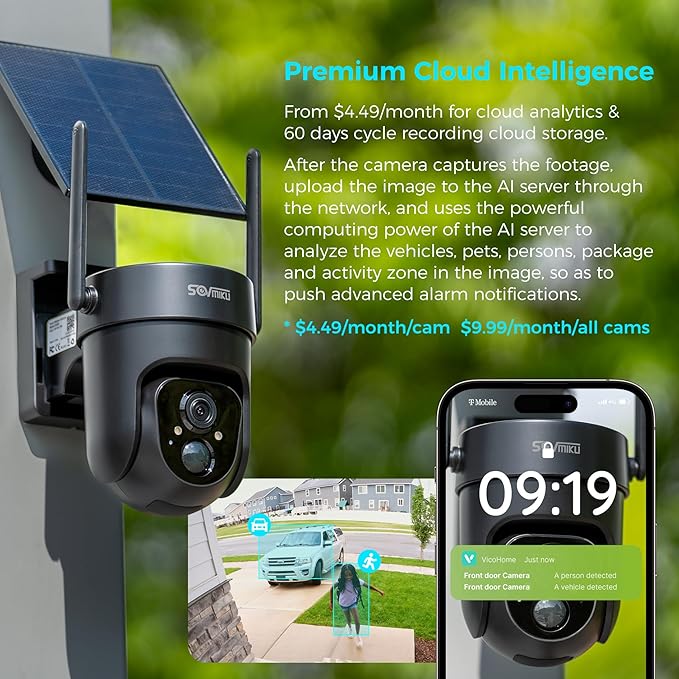 Vicohome QB 2K AI Solar Security Camera Wireless Outdoor, Battery Powered Cam - Image 5