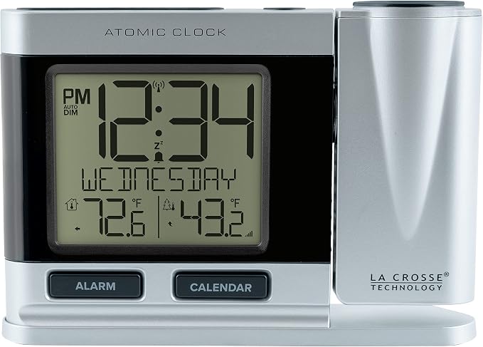 La Crosse Technology 616-12667-INT Silver Atomic Projection Alarm Clock by LaCrosseTechnology