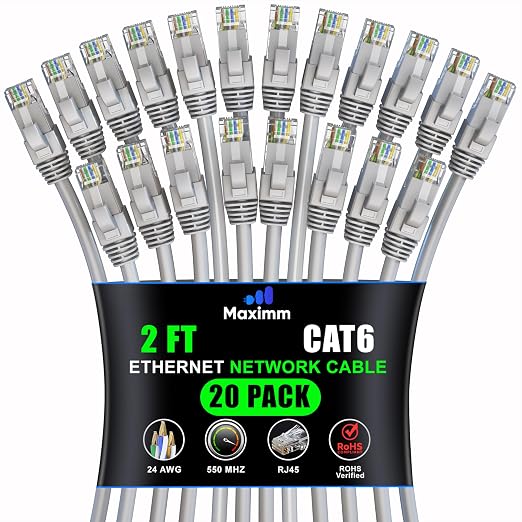 Maximm Cat 6 Ethernet Cable 2 ft by MaximmCable