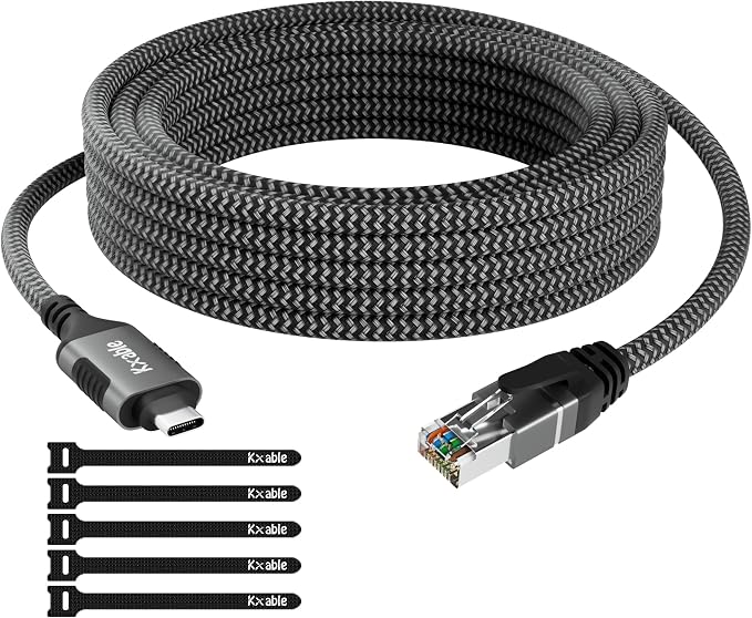 USB C to Ethernet Cable 8FT, Type C to RJ45 Cord, Gigabit Directly Connected by Kxable