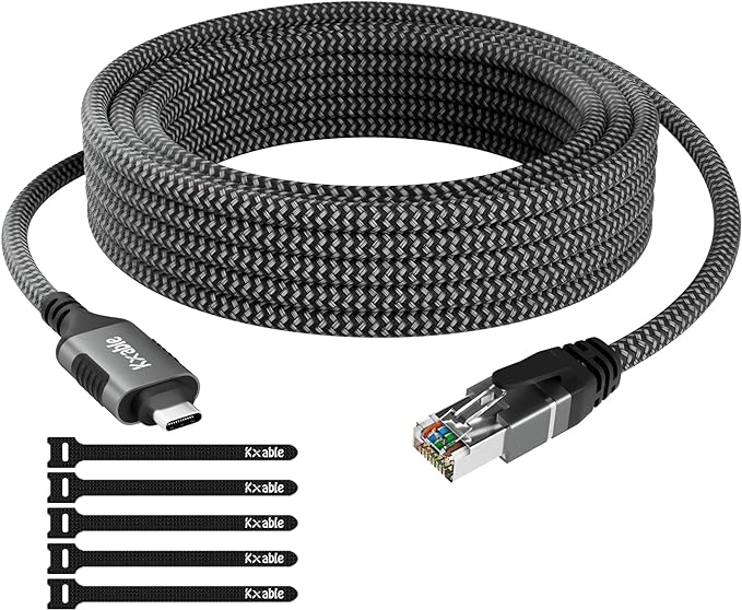 USB C to Ethernet Cable 6FT, Type C to RJ45 Cord, Gigabit Directly Connected by Kxable