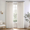 Memory Trained Pinch Pleated Curtains 86 Inches Long, Viral Linen Pinch Pleat by ANRODUO