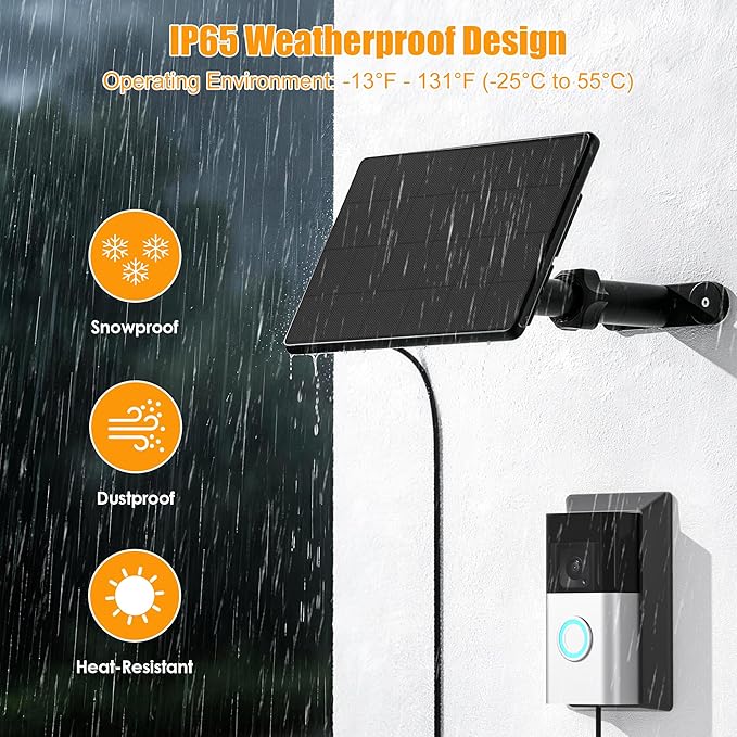 Solar Panel Charger for Ring Video Doorbell 3/3+/4, Battery Doorbell Plus/Pro - Image 6