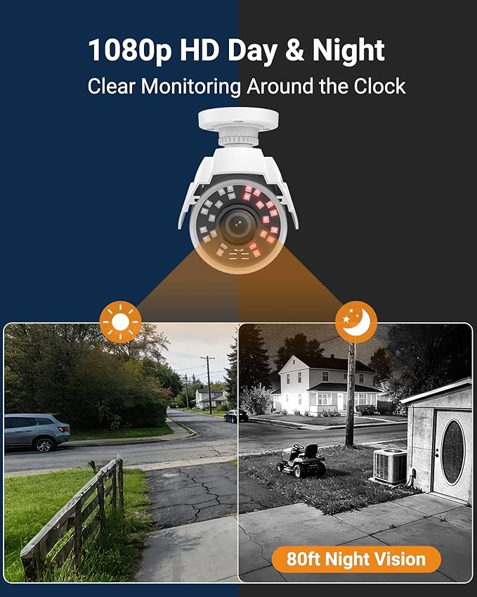 Anlapus 4 Pack 1080P HD Security Cameras, IP66 Weatherproof, 80ft Night Vision - Image 2