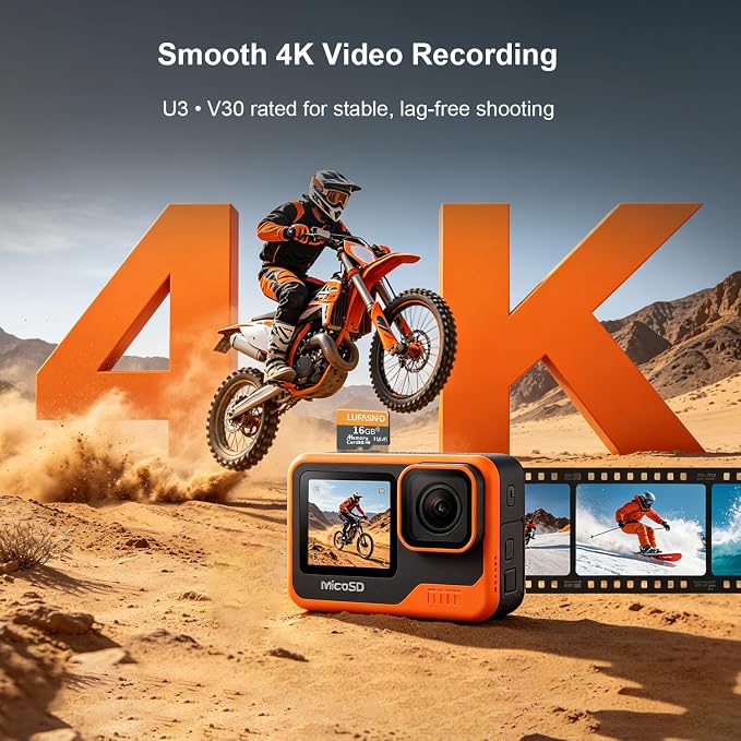 2-Pack 16GB Micro SD Card with Adapter, High Speed U3 C10 V30 SDXC Memory Card - Image 3