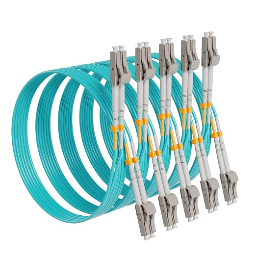 KeepFly Fiber- OM4 LC to LC Fiber Patch Cable 1M/3ft-5Pack, 40G/100GB 50/125μm by KeepFlyFiber