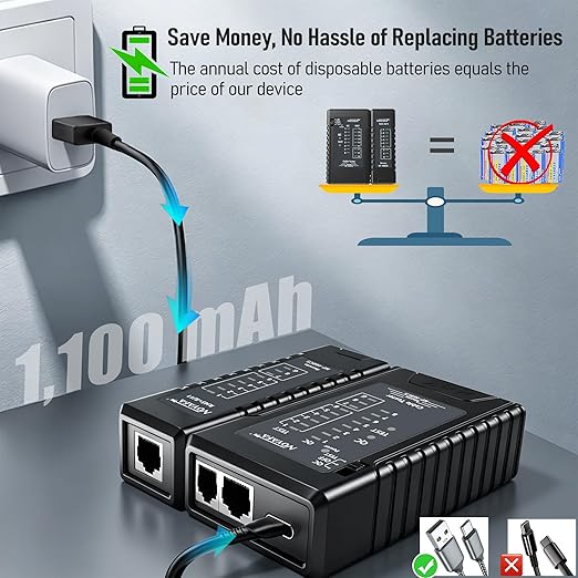 NF-468CS Network Cable Tester, RJ45/RJ11/CAT5/CAT6/CAT5E/CAT6A/ CAT7/POE Test - Image 4