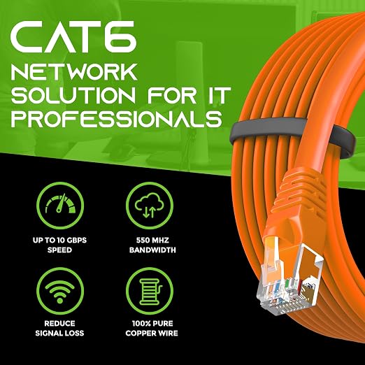 GEARit Cat 6 Ethernet Patch Cables 4 ft Orange, High Speed 24AWG 10Gbps RJ45 - Image 9