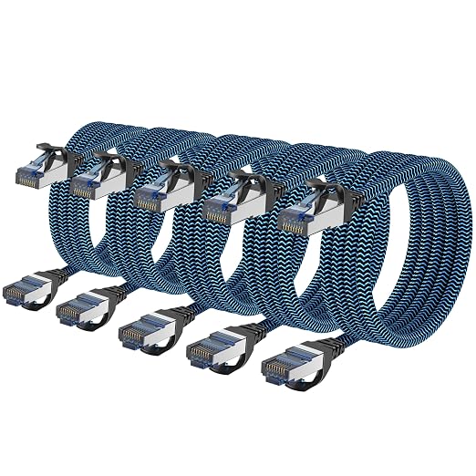 Cat8 Ethernet Cable 1 ft 5 Pack, High Speed 40Gbps 2000MHz, Compatible by CABNEER