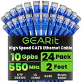 GEARit Cat 6 Ethernet Patch Cable 2 ft Blue, Cat 6 High Speed 24AWG 10Gbps RJ45 by GEARit