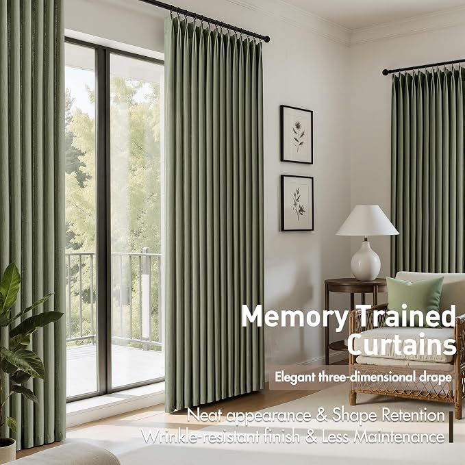 Memory Trained Pinch Pleated Curtains 84 Inches Long, Linen Pinch Pleat Sheer - Image 3