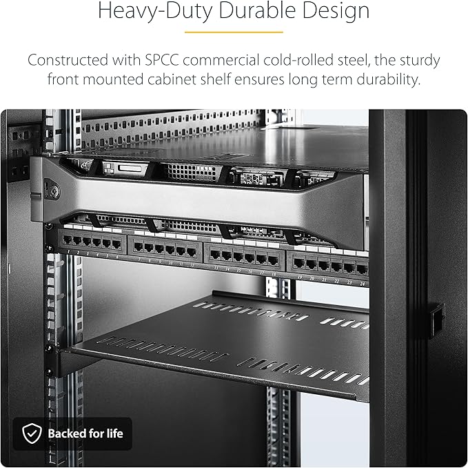 StarTech.com 2-Pack 1U Server Rack Shelf, Vented Rack Mount Cantilever Shelf - Image 5