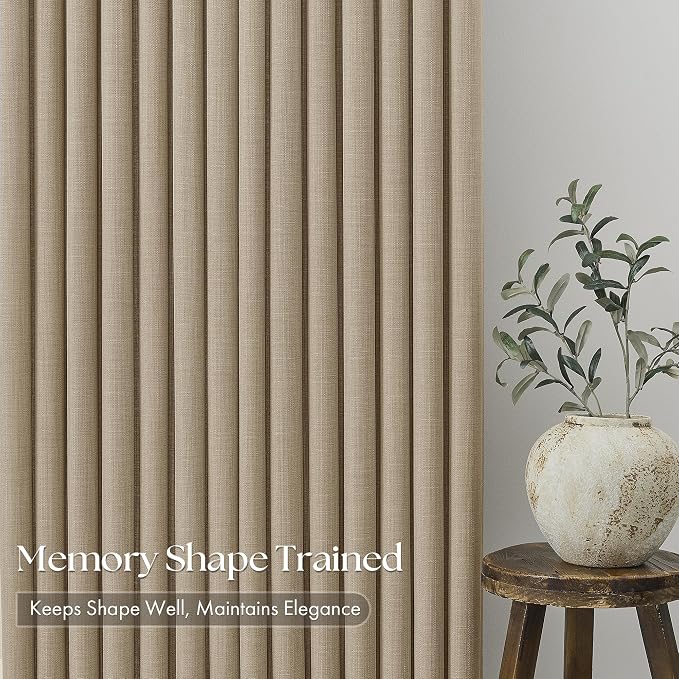 Burlywood Birch Linen Pinch Pleated 84 Inch Long Curtains 4 Panels Set - Image 4