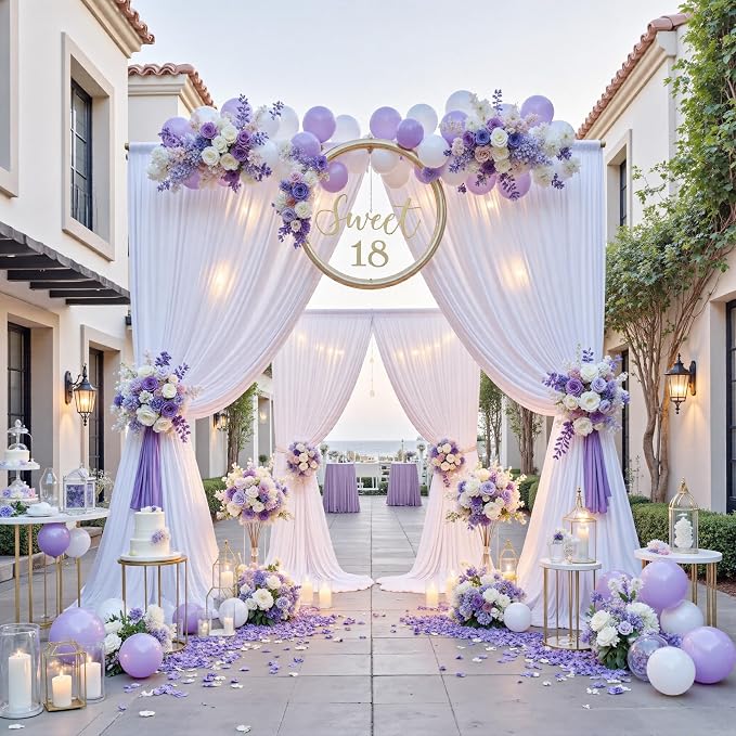 50ft x 14ft Wrinkle Free White Backdrop Curtains - Image 4