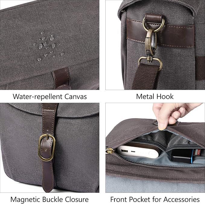 BAGSMART Camera Bag, SLR DSLR Canvas Crossbody Camera Case, Compact Camera - Image 5