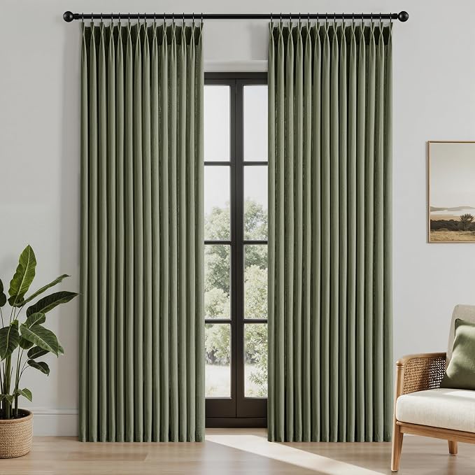 Memory Trained Pinch Pleated Curtains 90 Inches Long, Linen Pinch Pleat Sheer - Image 2