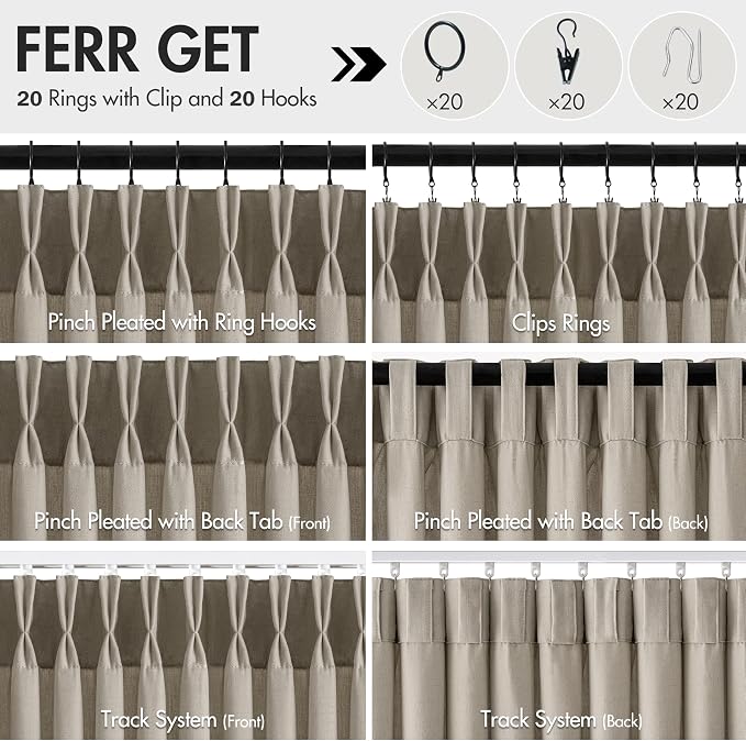 Memory Trained Pinch Pleated Curtains 92 Inches Long, Viral Linen Pinch Pleat - Image 5