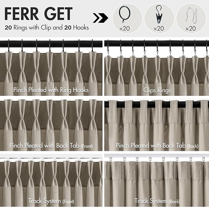 Memory Trained Pinch Pleated Curtains 84 Inches Long, Viral Linen Pinch Pleat - Image 5