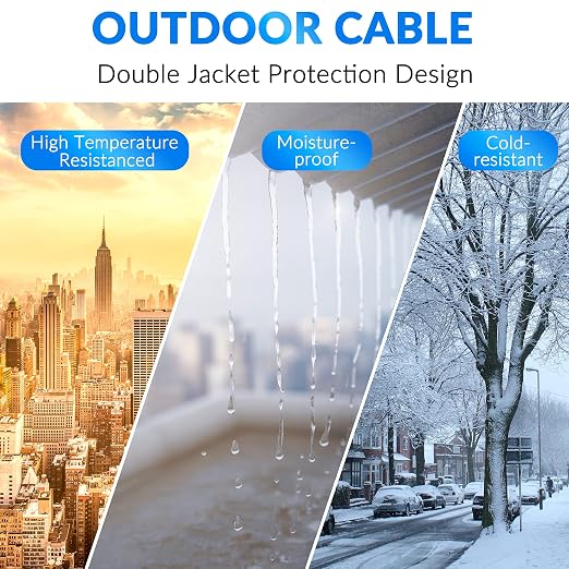 Cat5e Outdoor Ethernet Cable 25 Feet, Cat 5e Heavy Duty Internet Network LAN - Image 3