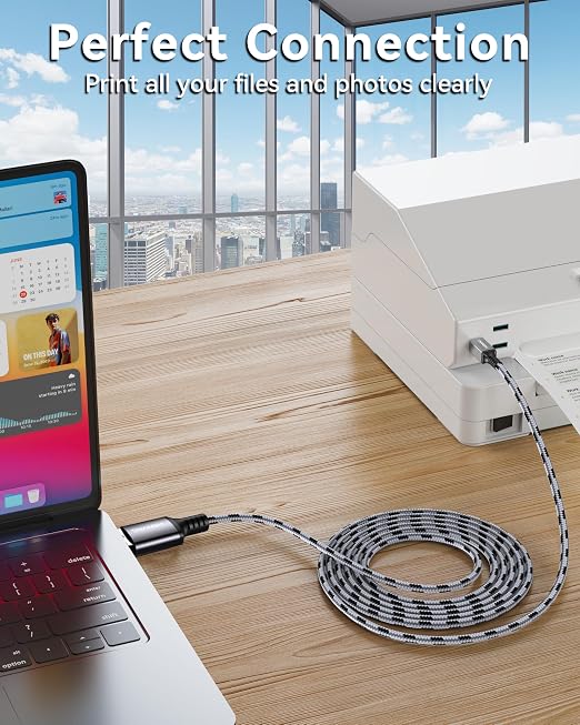 SNANSHI Active Printer Cable 50ft, Nylon Braided Heavy Duty USB 2.0 Type A to B - Image 7
