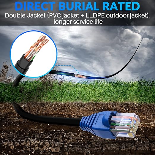 Cat6 Outdoor Ethernet Cable 400ft, Heavy Duty Double Jackets Internet Cord - Image 9