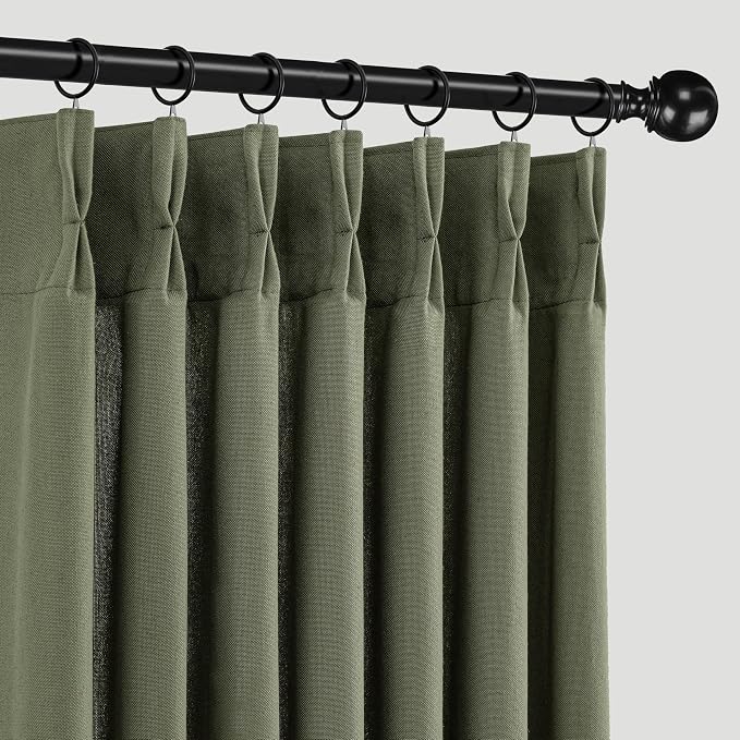 Memory Trained Pinch Pleated Curtains 96 Inches Long, Linen Pinch Pleat Sheer by ANRODUO