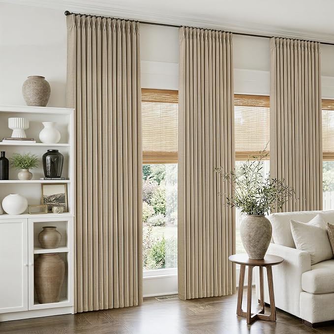 Burlywood Birch Linen Pinch Pleated 86 Inch Long Curtains - Image 8