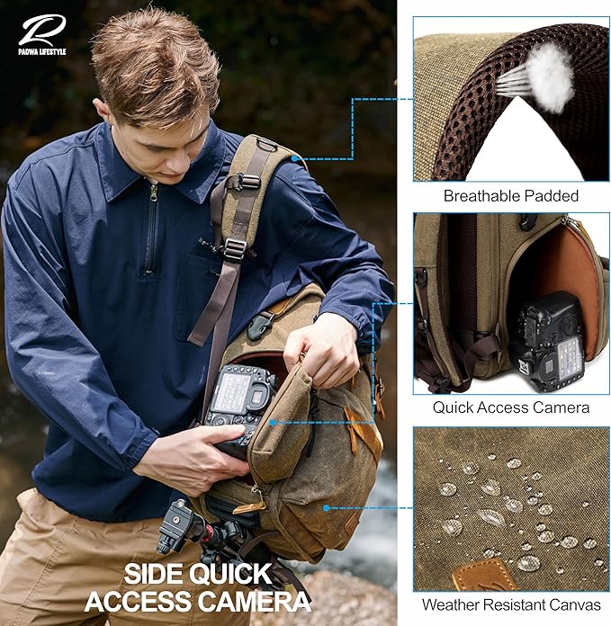 Padwa Lifestyle Khaki Camera Backpack - Image 4