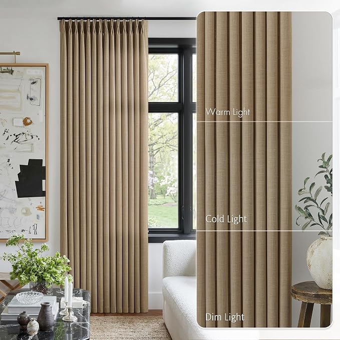 Extra Long 108 Inch Pinch Pleated Living Room Curtains 4 Panels Set, Light - Image 9
