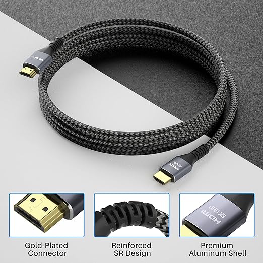 8K HDMI 2.1 Cable 3.3FT/1M, Real Certified 48Gbps Ultra High Speed HDMI® Cable - Image 3
